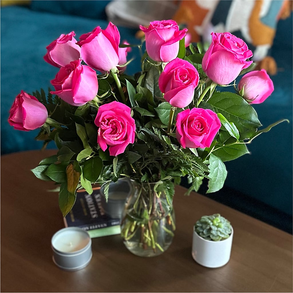 Long Stem Pink Rose Bouquet –  House Of Blooms, Homer Glen IL